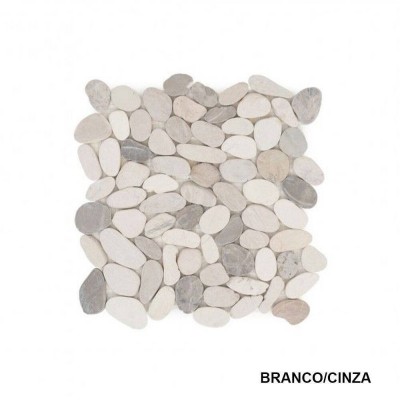 Mosaico Mármore Oval Branco/Cinza Ref. 076308 30x30cm