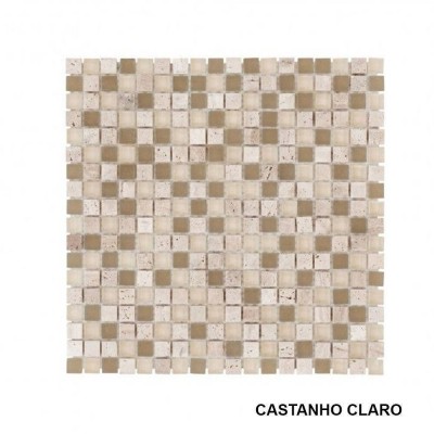 Pastilha Pedra Natural/Vidro Castanho Claro Ref. 048848 30x30cm - Caixa c/ 1 m² (89,00€/m²)