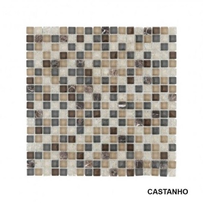 Pastilha Pedra Natural/Vidro Castanho Ref. 048831 30x30cm - Caixa c/ 1 m² (98,00€/m²)