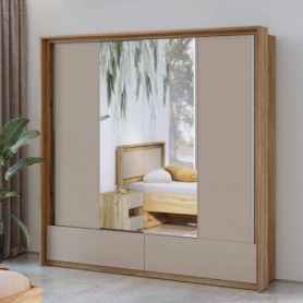 Roupeiro 2 Portas de Correr c/ Espelho Impressio (209cm)