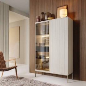 Cristaleira 2 Portas + 1 Gaveta Sento (c/ Luz LED)