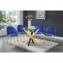 Pack Mesa de Jantar Redonda Porto (Dourada) + 4 Cadeiras Porto (Azul)