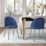 Pack Mesa de Jantar Redonda Porto (Dourada) + 4 Cadeiras Porto (Azul)