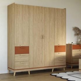 Roupeiro 4 Portas + 6 Gavetas Scandi