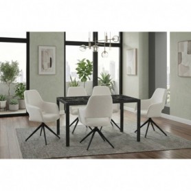 Pack Mesa de Jantar Marmol  + 4 Cadeiras Gabrielle (Branco)