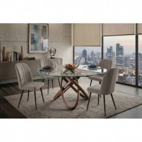 Pack Mesa de Jantar Redonda Charlotte + 4 Cadeiras Rory (Beige)