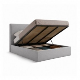 Cama Estofada Mônica + Estrado, Sistema Elevatório e Fundos Inc + Colchão Opc.